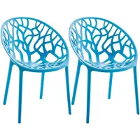 CLP Hope 2er Set stapelbare Tuinstoelen - Weerbestendig & UV-bestendig - Kunststof Stoelen met Armleuningen - Modern Design - blauw