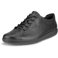 Ecco Soft 2.0 Zwarte Veterschoenen Leer 39
