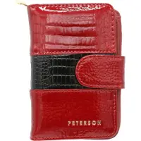 Peterson - Elegante Damesportemonnee - Rood - RFID Bescherming - Echt Leer
