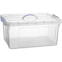 PlasticForte Opslagbox AZUL serie - met deksel - transparant - 34 liter - 53 x 39 x 25 cm - kunststof - opbergdoos - opbergen