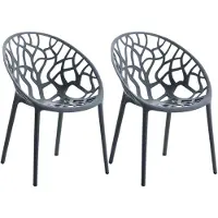 CLP Hope 2er Set stapelbare Tuinstoelen - Weerbestendig & UV-bestendig - Kunststof Stoelen met Armleuningen - Modern Design - antraciet
