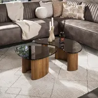 Hoyz Collection salontafel tinto organisch set van 2 brons glas