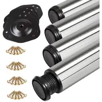 Sotech 4 stuks tafelpoten hoogte 820 mm Ø 60 mm echt roestvrij staal met anti-vingerafdrukcoating belastbaar tot 300 kg (75 kg per stuk) met 32 mm hoogteverstelling