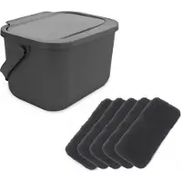 Practic - Afvalbak Bioafvalbak - composteerbak - inhoud 6 liter - 5 filters - Grijs - Mini Bini