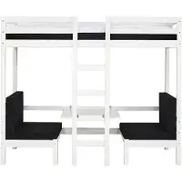 Ebuy24 BasicJumbo hoogslaper met zwarte bank, bureau en incl. lattenbodems.