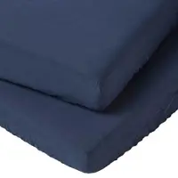 Homescapes Set van 2 linnen hoeslakens babybedje 60 x 120 cm - marineblauw