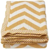 Homescapes Chevron Bedsprei 100% Katoen Mosterd/Crème 130 x 170 cm