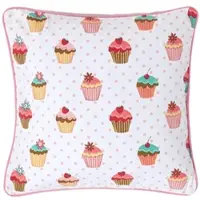Homescapes Katoenen kussenhoes met cupcakes, 45 x 45 cm
