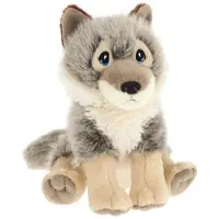 Keel Toys pluche Wolf - knuffeldier - grijs - zittend - 25 cm - knuffel Wolf - Eco collectie