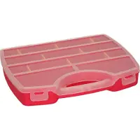 PlasticForte opbergkoffertje/opbergdoos/sorteerbox - 13-vaks - kunststof - fuchsia roze - 25 x 21 x 4 cm - Opbergbox
