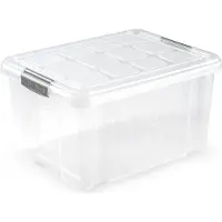 PlasticForte 1x Opslagbakken/organizers met deksel 16 liter 40 cm transparant - Opbergbox