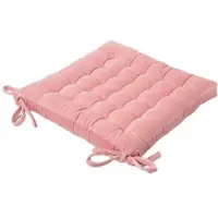 Homescapes stoelkussen – fluweel zitkussen – roze – 40x40 cm – met lint – voor eetkamer & buitengebruik