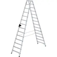 MUNK GmbH Trapladder, 2 x 14 treden, aluminium, nivello ladderschoenen, ergo-pad handgreep, veiligheidspal, tot 150 kg