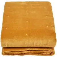 Homescapes Gewatteerde fluwelen deken mosterdgeel – sprei van katoenfluweel , 125 x 150 cm