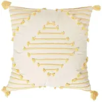 Homescapes wit kussen met borduurwerk 45 x 45 cm - decoratief kussen met kwastjes, geometrisch patroon