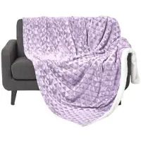 Homescapes Cosy Velvet Triangle Deken - Sherpa Deken Lavendel Paars 130 x 160 cm