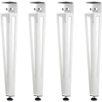 Sotech Set van 4 F-vormige tafelpoten, hoogte 464 mm, wit taps toelopend verstelbaar 70-40 mm met klemschroeven (geen boren) voor salontafel, salontafel, bank