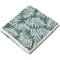 Homescapes Groene badstof handdoek met bladerenmotief - 50 x 85 cm, 100% katoen