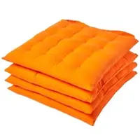 Homescapes stoelkussens – set van 4 zitkussens – katoen – 40x40 cm – oranje – met lint – voor eetkamer & buitengebruik