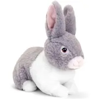 Keel Toys pluche Konijn - knuffeldier - grijs - zittend - 25 cm - knuffel Konijn