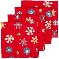 Homescapes stoffen servetten rode sneeuwvlokken set 4 stuks 100% katoen