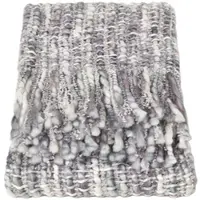 Homescapes Ophelia plaid / deken 125 x 150 cm - plaid met franjes, grijs gemêleerd