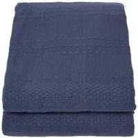 Homescapes Kashi sprei blauw 225 x 255 cm - katoenen deken met franjes