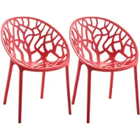 CLP Hope 2er Set stapelbare Tuinstoelen - Weerbestendig & UV-bestendig - Kunststof Stoelen met Armleuningen - Modern Design - rood