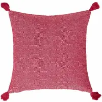 Homescapes Decoratief kussen Malda rood met kwastjes – kussen 45 x 45 cm inclusief vulling