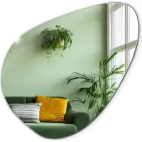 Tulup Spiegel - Onregelmatige Spiegel - 77,3 cm x 76,6 cm - Moderne Spiegel - Woonkamerspiegel - Badkamerspiegel - Wandspiegel - Design Spiegel - Luxe Spiegel - Moderne Wandspiegel - Spiegel Met Haken