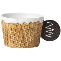 Wella Creatieve Cookie Waterbeker Leuke Keramische Mok Kantoor Afternoon Tea Koffiekopje Thuis Ontbijt Melkkopje, Bruin, Rond Handvat