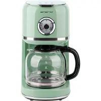 Emerio Retro Koffiezetapparaat - 1.5L - Anti drup - Warmhoudplaatje - Anti slip - Filterkoffie - CME-133280 Groen