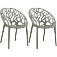 CLP Hope 2er Set stapelbare Tuinstoelen - Weerbestendig & UV-bestendig - Kunststof Stoelen met Armleuningen - Modern Design - olijf