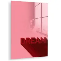 MuchoWow Glasschilderij 120x160 cm - Schilderij acrylglas - Dream - 3D - Rood - Roze - Foto op glas - Muurdecoratie woonkamer - Wanddecoratie slaapkamer - Schilderijen