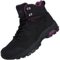 Hi-tec Jackdaw Mid WP Polyester Dames Zwart/Bordeaux Wandelschoenen
