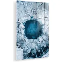 MuchoWow Glasschilderij 120x180 cm - Schilderij acrylglas - Ijs - Blauw - Natuur - Foto op glas - Muurdecoratie woonkamer - Wanddecoratie slaapkamer - Schilderijen