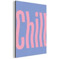 MuchoWow Aluminium schilderij 120x160 cm - Wanddecoratie metaal - Chill - Roze - Blauw - Golvend - Metalen muurdecoratie woonkamer - Decoratie industrieel - Foto op dibond - Industriële accessoires slaapkamer