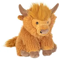 Wild republic Schotse hooglander koe knuffel - bruin - pluche - 30 cm - koeienknuffel