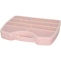 PlasticForte opbergkoffertje/opbergdoos/sorteerbox - 13-vaks - kunststof - lichtroze - 25 x 21 x 4 cm - Opbergbox