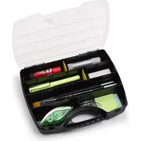 PlasticForte Opbergkoffertje/opbergdoos/sorteerbox - 13-vaks - kunststof - zwart - 25 x 21 x 4 cm - Opbergbox