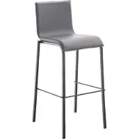 CLP Barkruk Avola Flach B78 - Moderne Design Barkruk met Rugleuning - Kunstleer & Zwart Metalen Frame - zwart/zwart