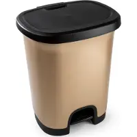 PlasticForte vuilvisbak Pedaalemmer - goud/zwart - 18 liter - 33 x 28 x 40 cm - kunststof - afval - Pedaalemmers