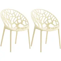 CLP Hope 2er Set stapelbare Tuinstoelen - Weerbestendig & UV-bestendig - Kunststof Stoelen met Armleuningen - Modern Design - creme