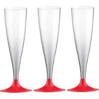 SANTEX Champagneglazen - 10x - plastic - 140 ml - rood - herbruikbaar - Champagneglazen
