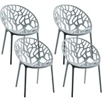 CLP Set van 4 tuinstoelen Hope met rugleuning, stapelbaar, weerbestendig, UV-bestendig, belastbaar tot 150 kg, grijs