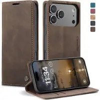 CASEME Telefoonhoesje geschikt voor Apple iPhone 17 Pro Max Hoesje | 013 Bookcase Portemonnee | Pasjeshouder voor 2 Pasjes | Telefoonhoesje voor Pinpas / OV Kaart / Rijbewijs - Coffee | Bruin