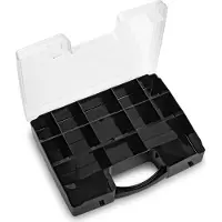 PlasticForte Opbergkoffertje/opbergdoos/sorteerbox 13-vaks kunststof zwart 27 x 20 x 3 cm - Opbergbox