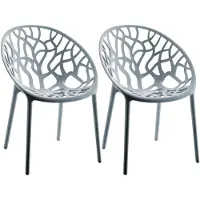 CLP Hope 2er Set stapelbare Tuinstoelen - Weerbestendig & UV-bestendig - Kunststof Stoelen met Armleuningen - Modern Design - grijs
