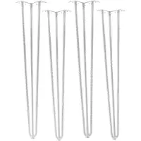 Sotech 4 stuks Haarspeldpoten Industrial Look mild staal look wit 710 mm 3 stokjes Haarspeldpoten Tafelpoten voor eettafels en barkrukken Steunpoot