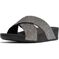 FitFlop Women Lulu Cross Slide Glitterball Silver-Schoenmaat 36